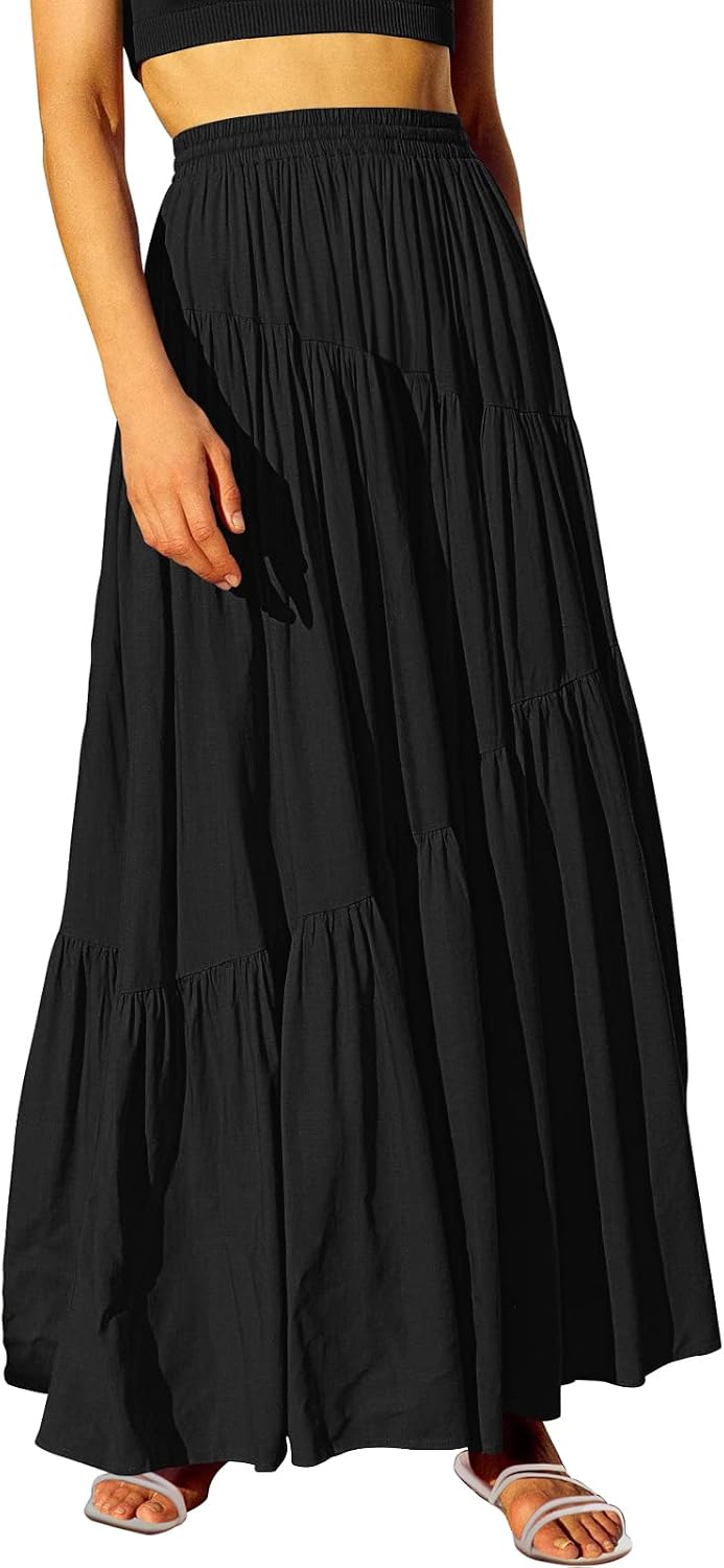 ANRABESS Pleated A-Line Swing Skirt women's clothing with real, functional pockets