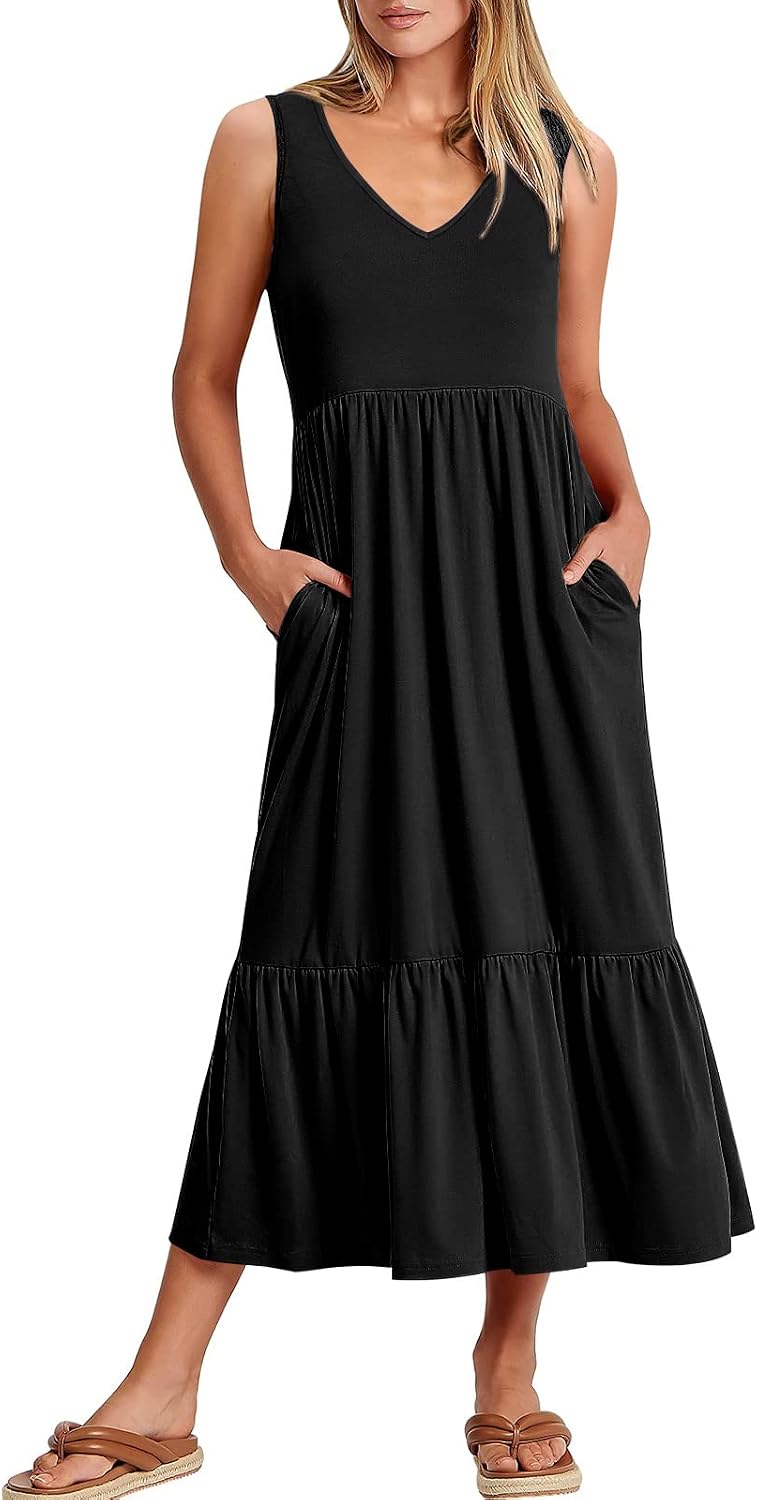 ANRABESS Tiered Flowy Maxi Dress women's clothing with real, functional pockets