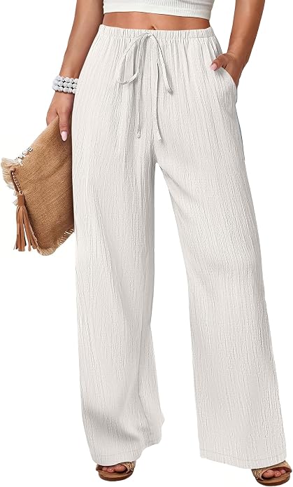 Faleave Cotton-Linen Flowy Beach Palazzo Pants women's clothing with real, functional pockets