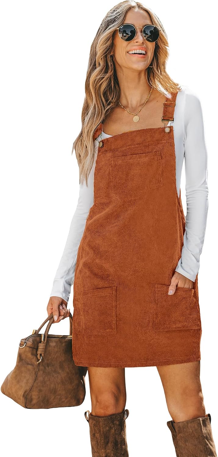 CUPSHE Corduroy Overall Mini Dress women's clothing with real, functional pockets