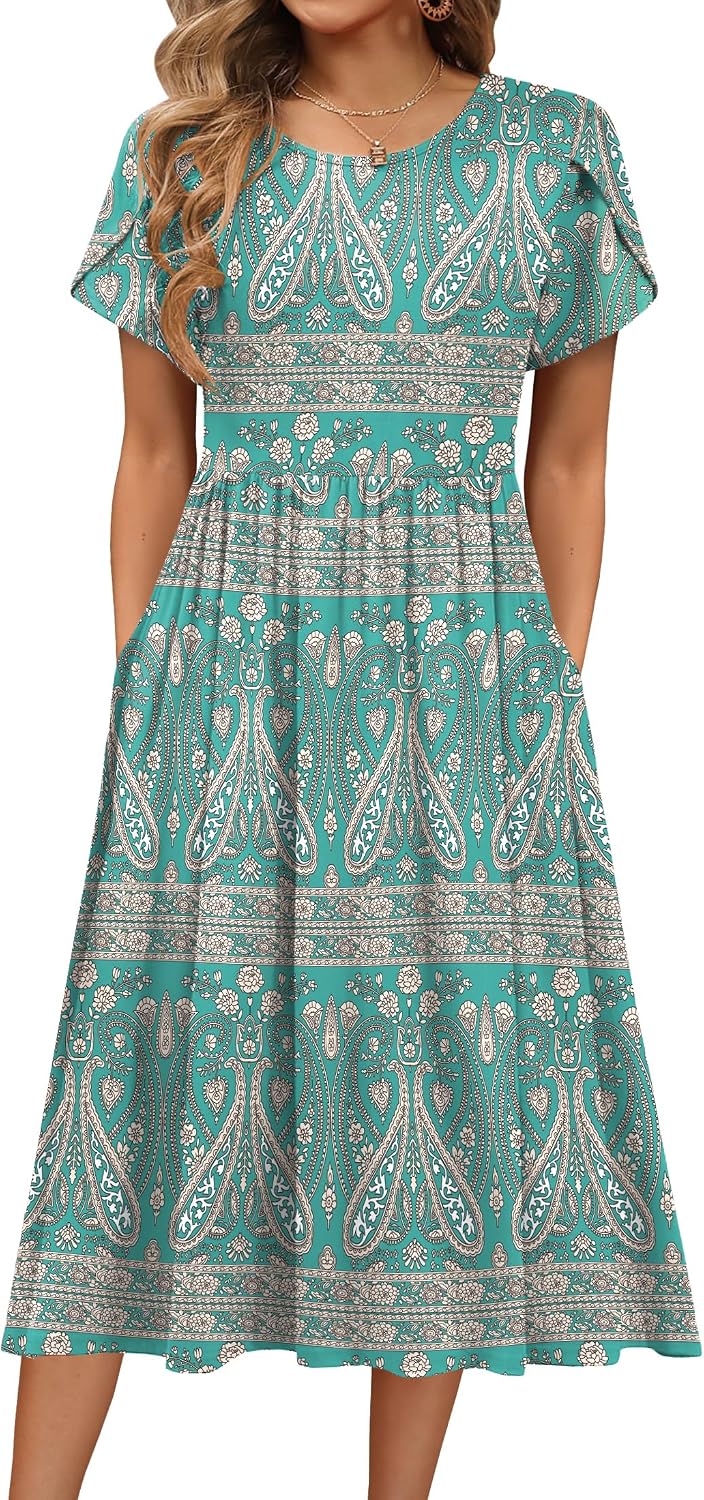 HOTOUCH Flowy A-Line Midi Dress women's clothing with real, functional pockets