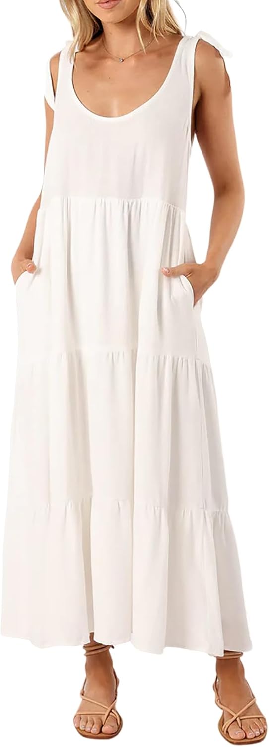R.Vivimos Cotton Linen Midi Dress women's clothing with real, functional pockets
