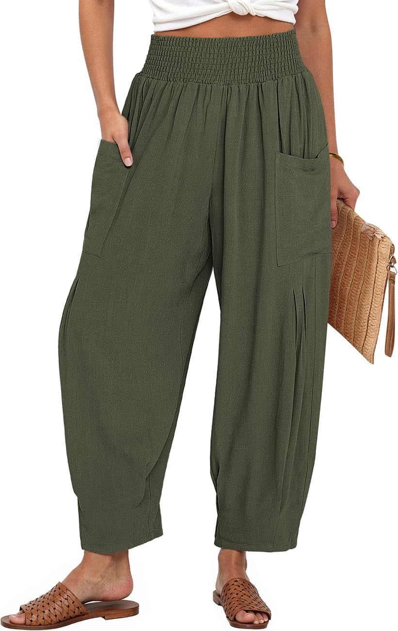 TARSE Linen Barrel Leg Pants women's clothing with real, functional pockets