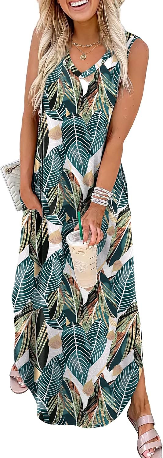 Sampeel Flowy Maxi Beach Sundress women's clothing with real, functional pockets