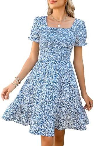 Lyrur Smocked Square-Neck Tiered Floral Midi women's clothing with real, functional pockets