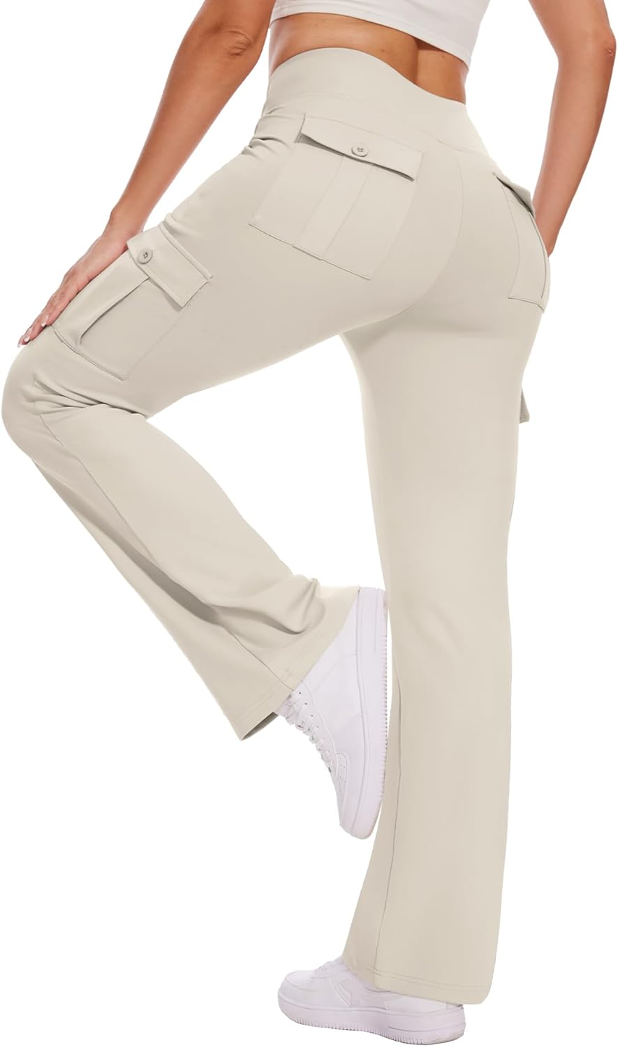 Hispotim Flare Cargo Leggings women's clothing with real, functional pockets