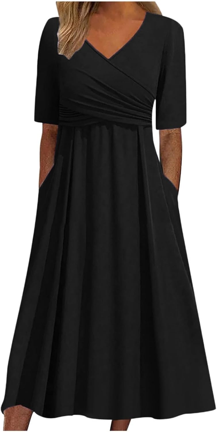 Zeagoo Boho Floral A-Line Midi Dress women's clothing with real, functional pockets