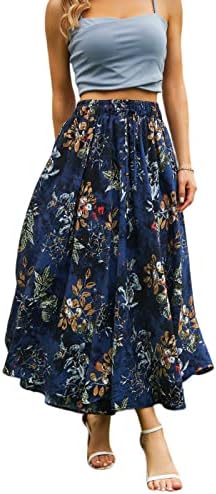 Abaadlw Green Floral Flowy Maxi Skirt with Pockets women's clothing with real, functional pockets