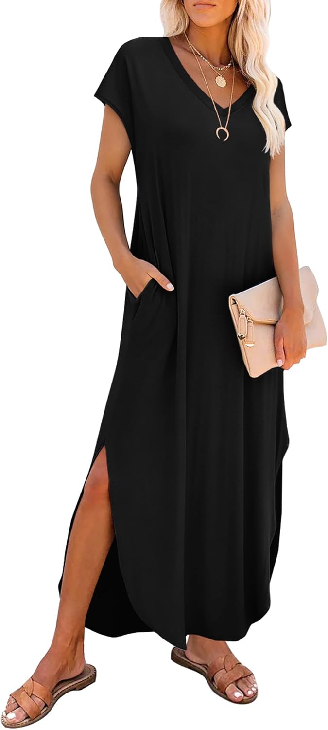 RUMIA Cap Sleeve Long Maxi Sundress women's clothing with real, functional pockets